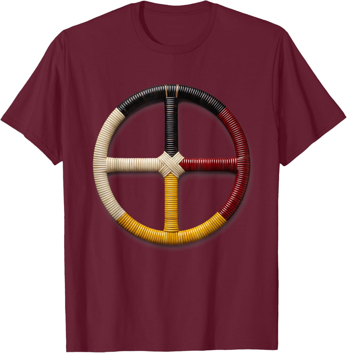 Native American Medicine Wheel Four Directions Sacred Hoop T-Shirt - T-Shirt | Maroon