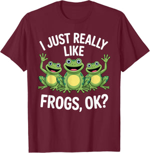 Funny Frog Art Women Kids Tree Frog Animal Lover T-Shirt - T-Shirt | Maroon
