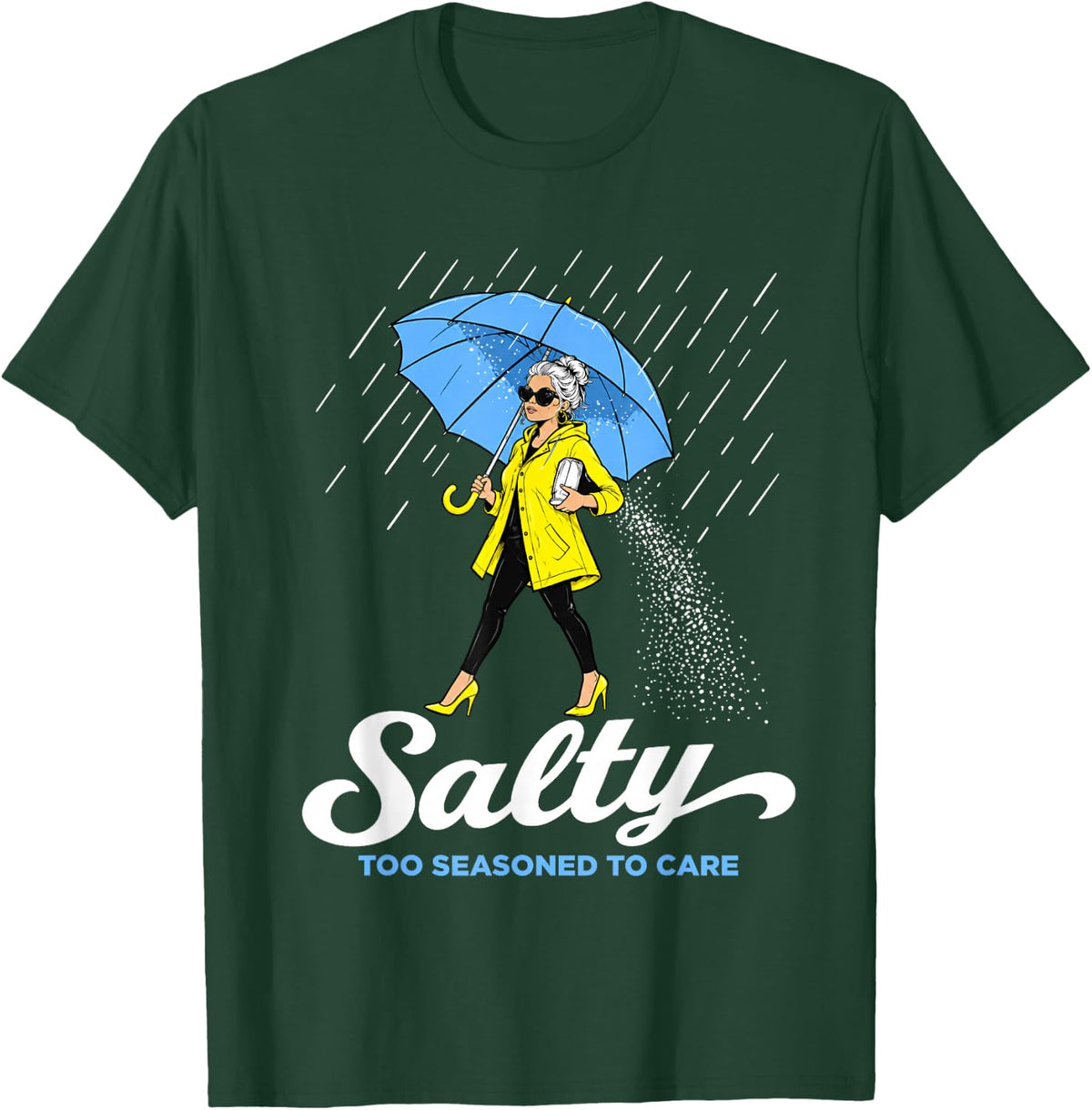 Salty Too Seasoned to Care Funny Older Woman Humor Vintage T-Shirt - T-Shirt | Forest