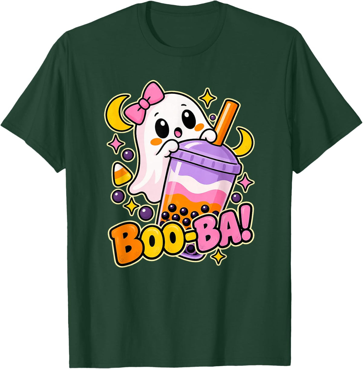 Boo-Ba Halloween Ghost with Boba Tea T-Shirt - T-Shirt | Forest