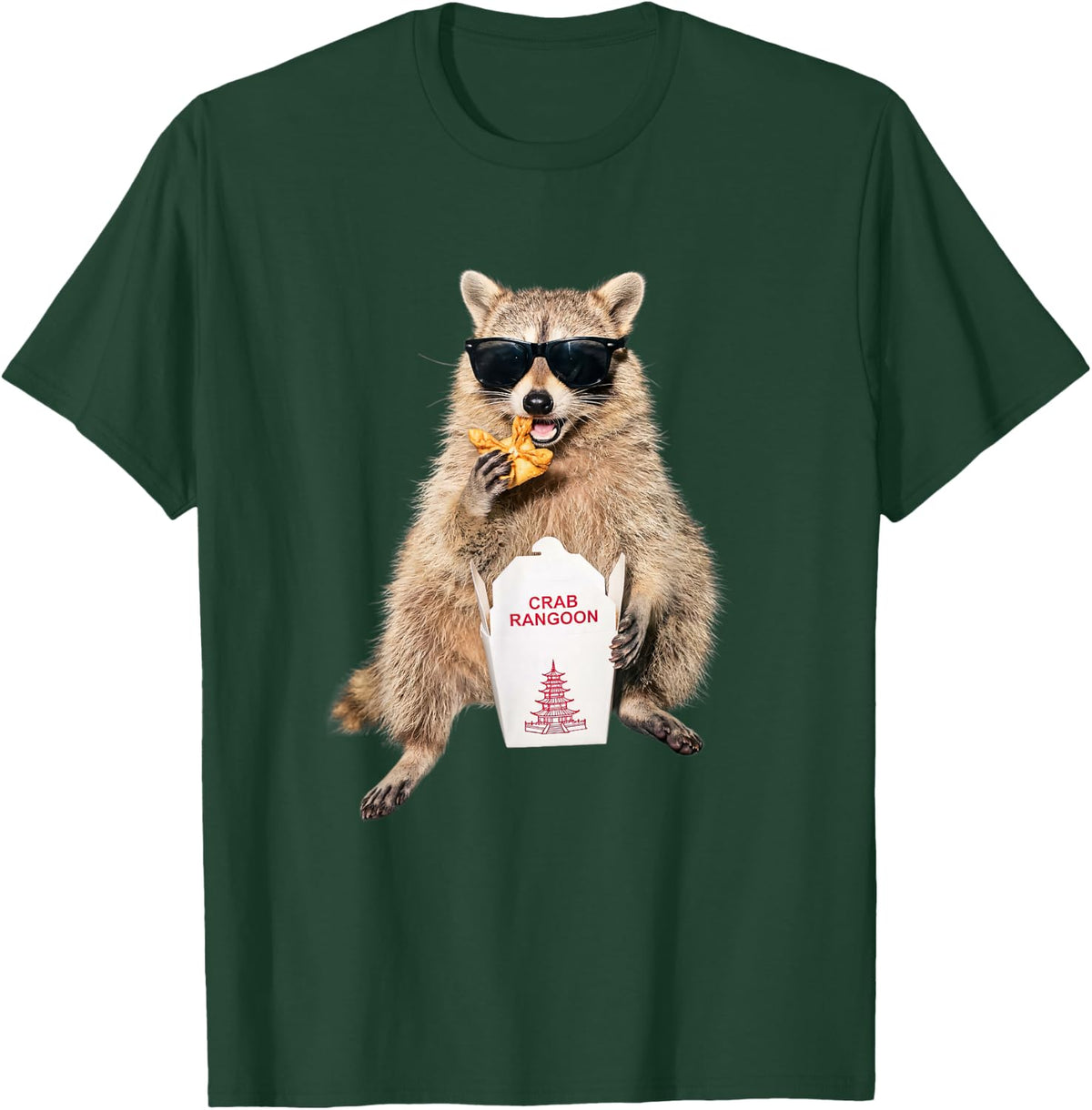 Crab Rangoon Funny Raccoon Eating Chinese Food Meme T-Shirt - T-Shirt | Forest