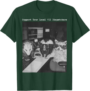 Support Your Local 911 Dispatcher Raccoon Possum Skunk Meme T-Shirt - T-Shirt | Forest