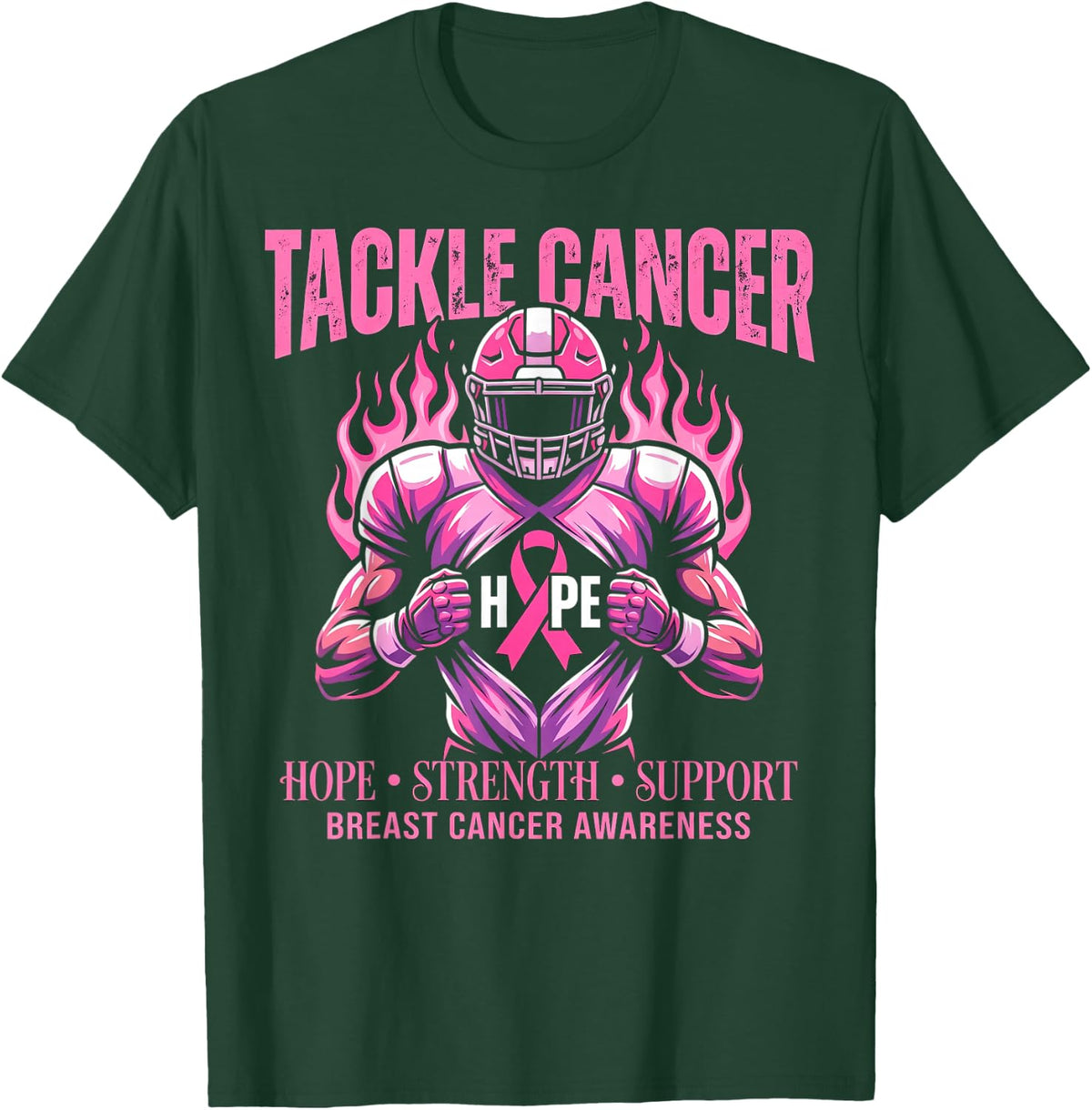 Pink Out Tackle Breast Cancer Awareness Football Pink Ribbon T-Shirt - T-Shirt | Forest