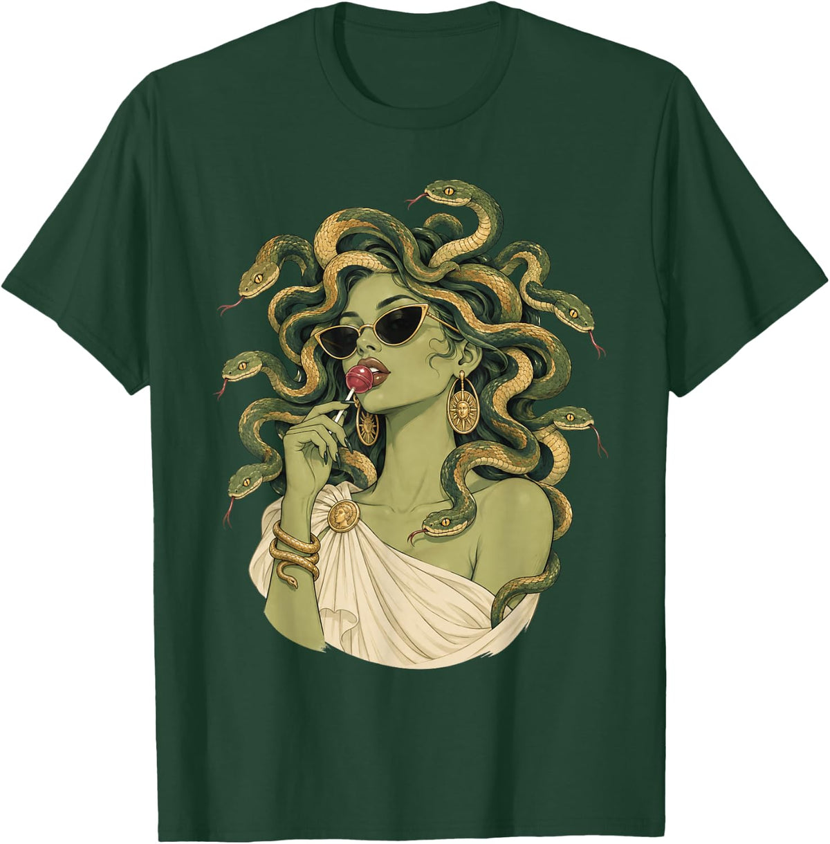 Vintage Medusa Lollipop Sunglasses Snake Greek Mythology T-Shirt - T-Shirt | Forest