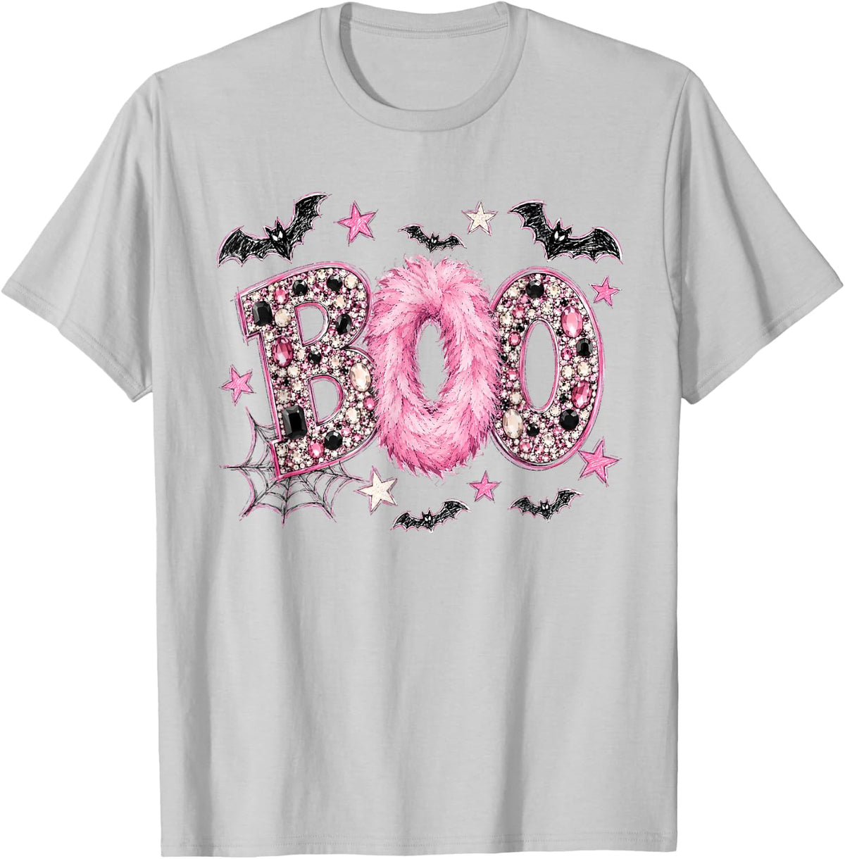 Rhinestone Boo Halloween Funny T-Shirt - T-Shirt | Ash