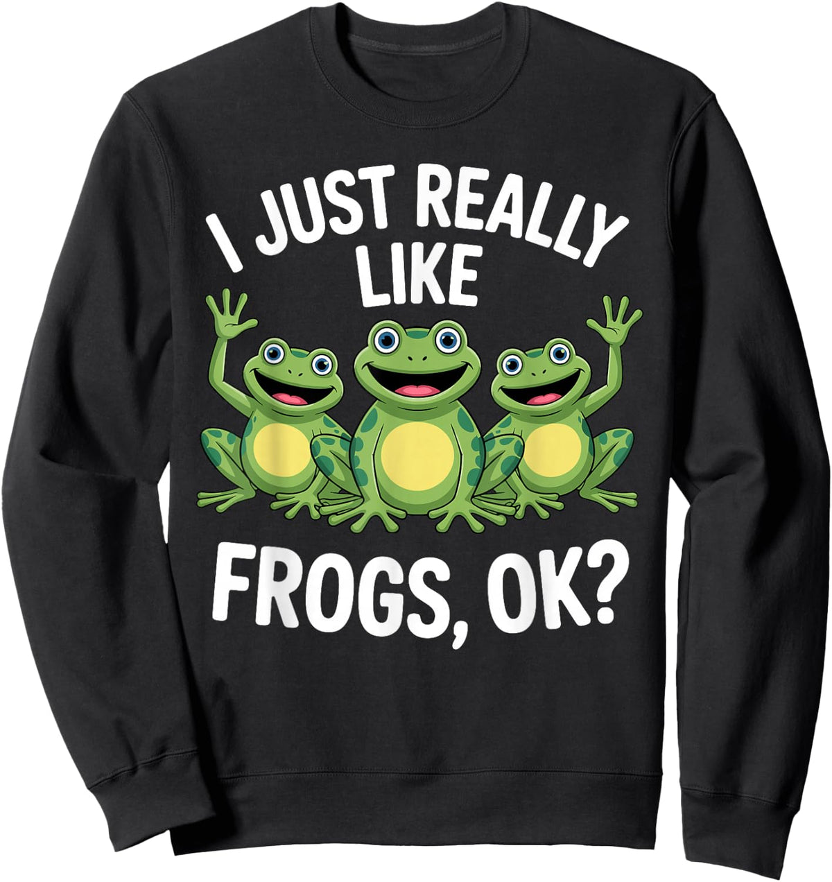 Funny Frog Art Women Kids Tree Frog Animal Lover Sweatshirt - Sweatshirt | Black