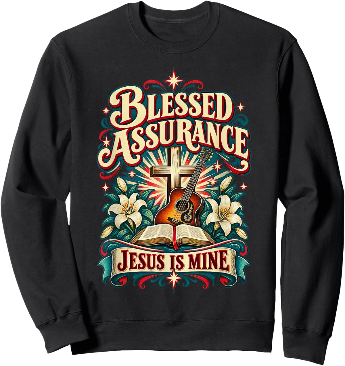 Blessed Assurance Jesus is Mine Vintage Christian Hymn Sweatshirt - Sweatshirt | Black