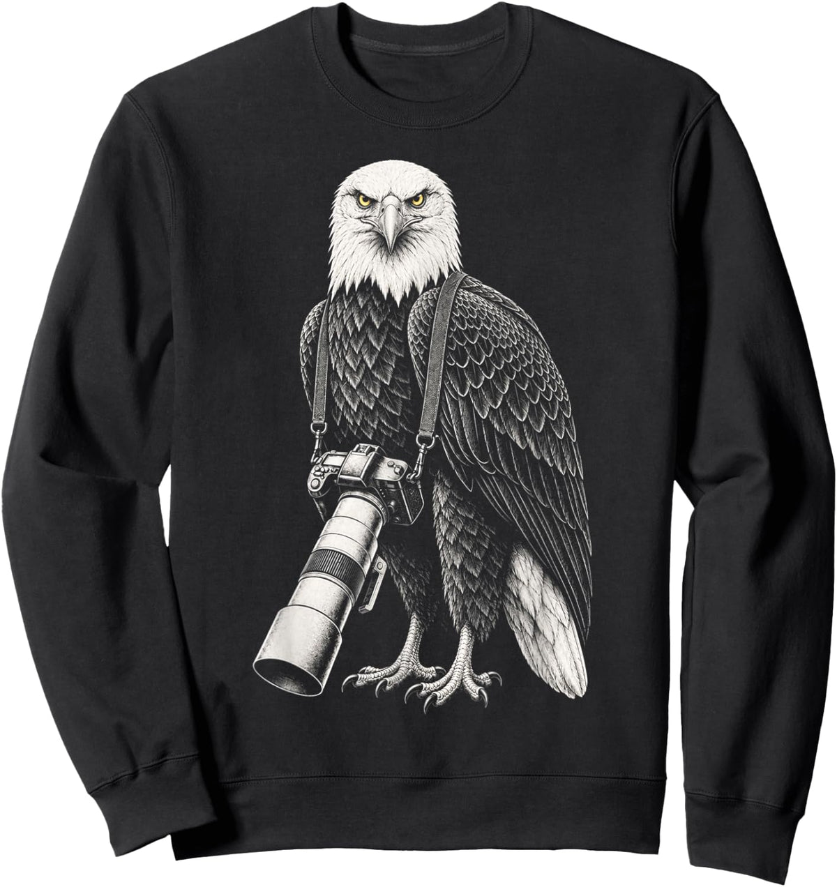 Funny Long Lens Eagle Wildlife Photographer Camera Sweatshirt - Sweatshirt | Black
