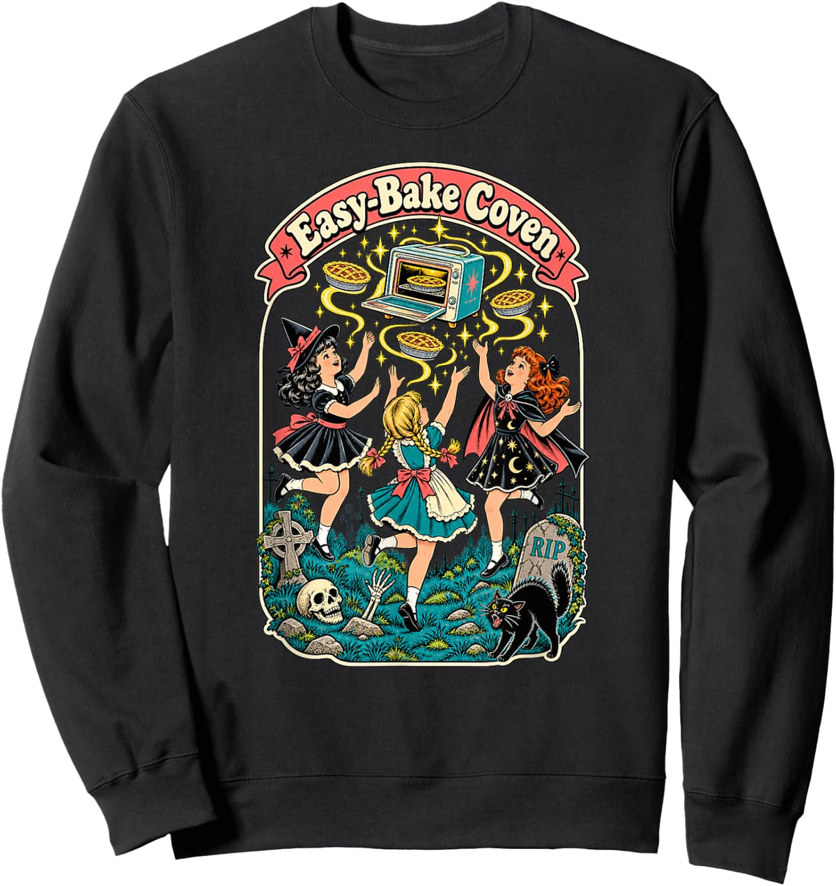 Easy-Bake Coven Retro Spooky Witch Girls Magic Baking Sweatshirt - Sweatshirt | Black