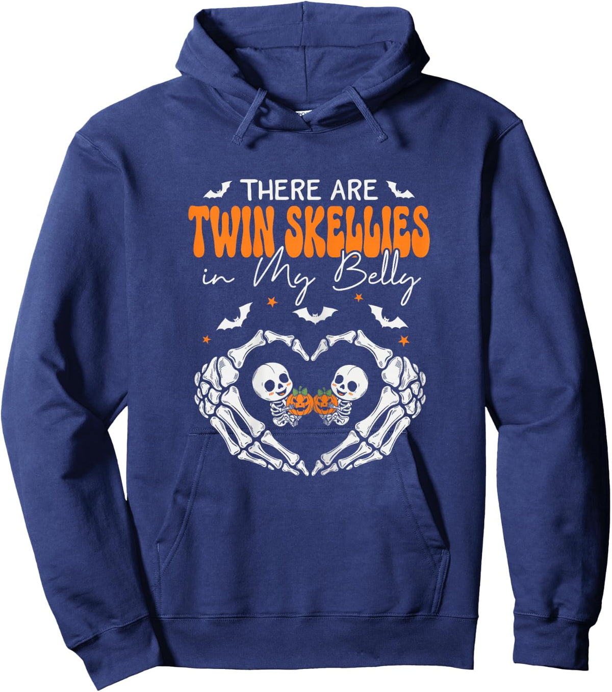 Twin Skellies in My Belly Skeleton Pregnancy Announcement Hoodie - Hoodie | Navy
