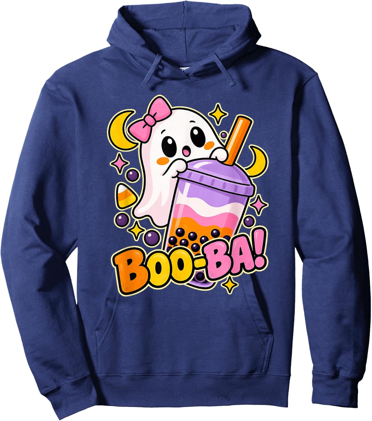 Boo-Ba Halloween Ghost with Boba Tea Hoodie - Hoodie | Navy