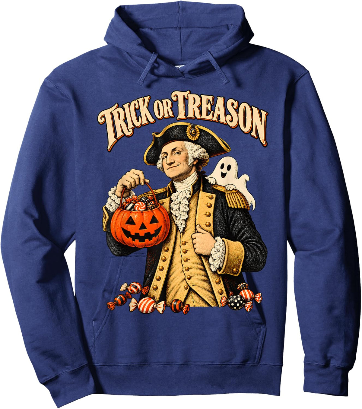Trick Or Treason George Washington Patriotic Halloween Hoodie - Hoodie | Navy