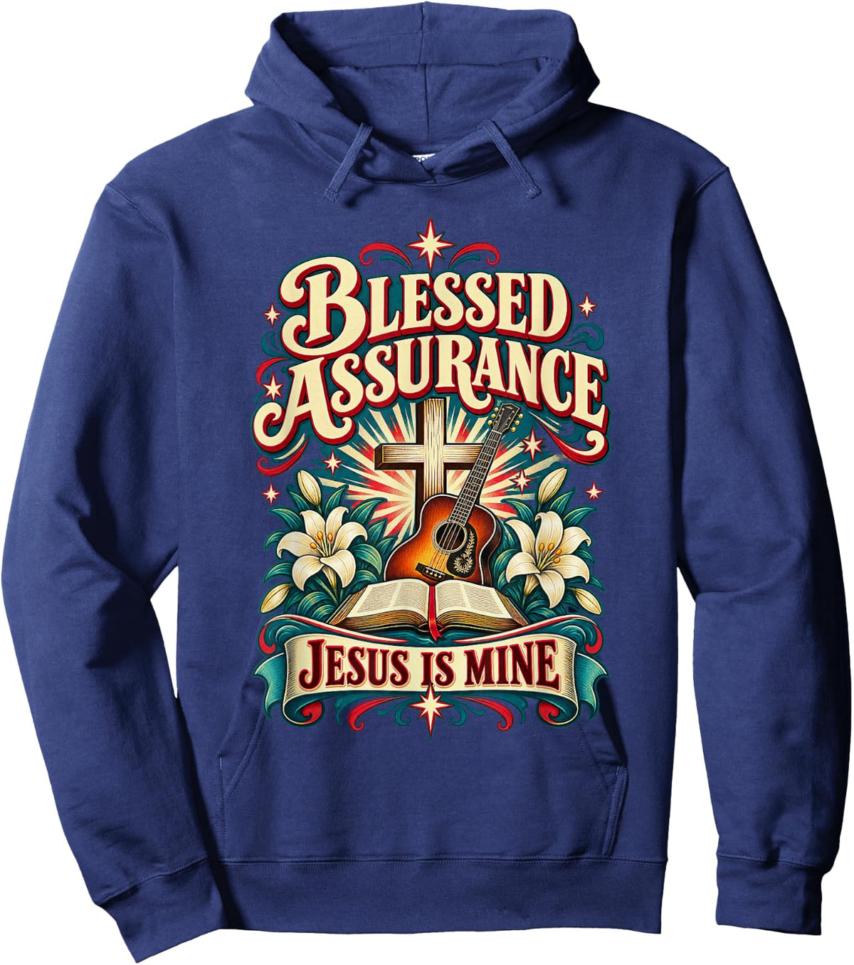 Blessed Assurance Jesus is Mine Vintage Christian Hymn Hoodie - Hoodie | Navy