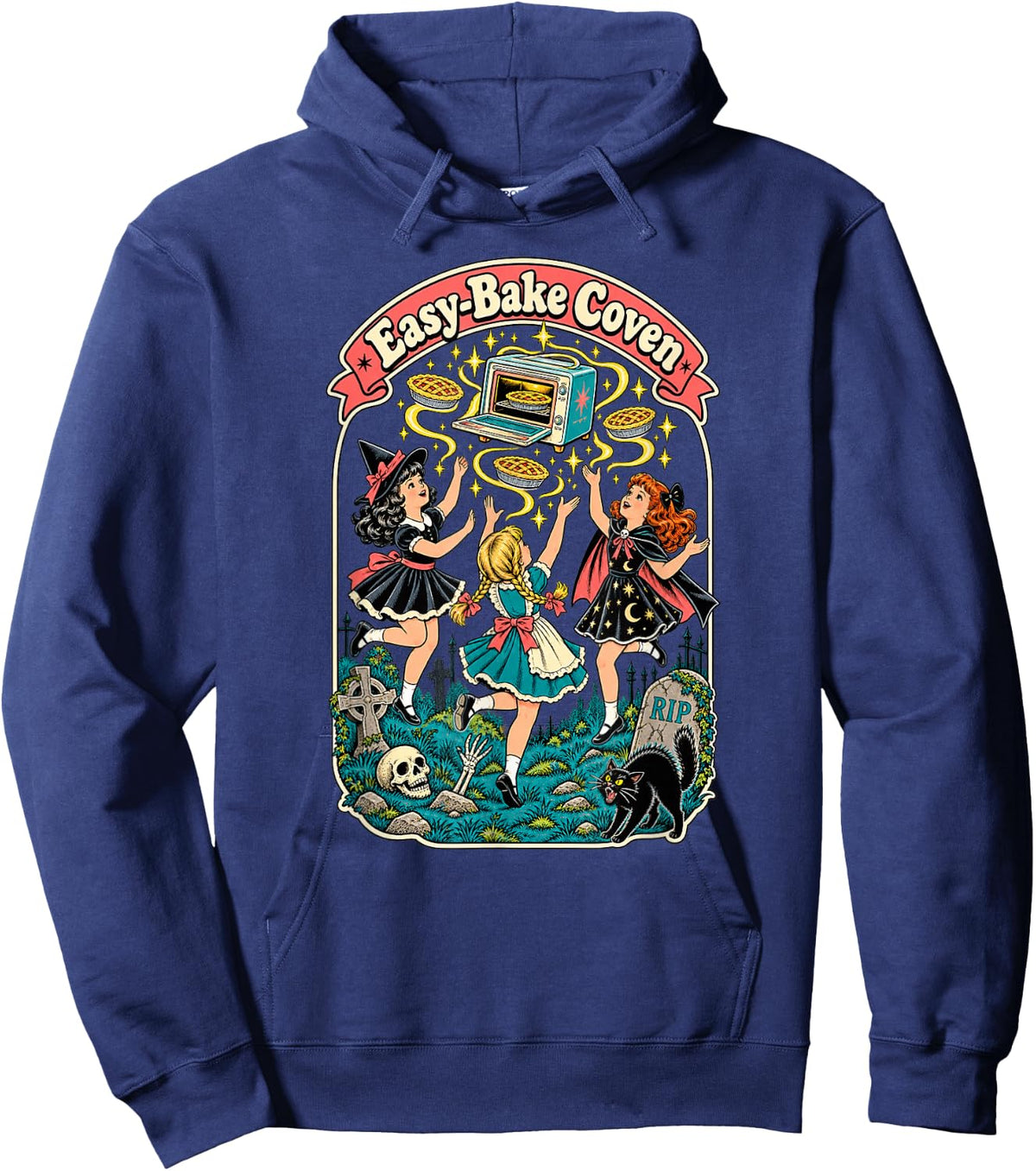 Easy-Bake Coven Retro Spooky Witch Girls Magic Baking Hoodie - Hoodie | Navy