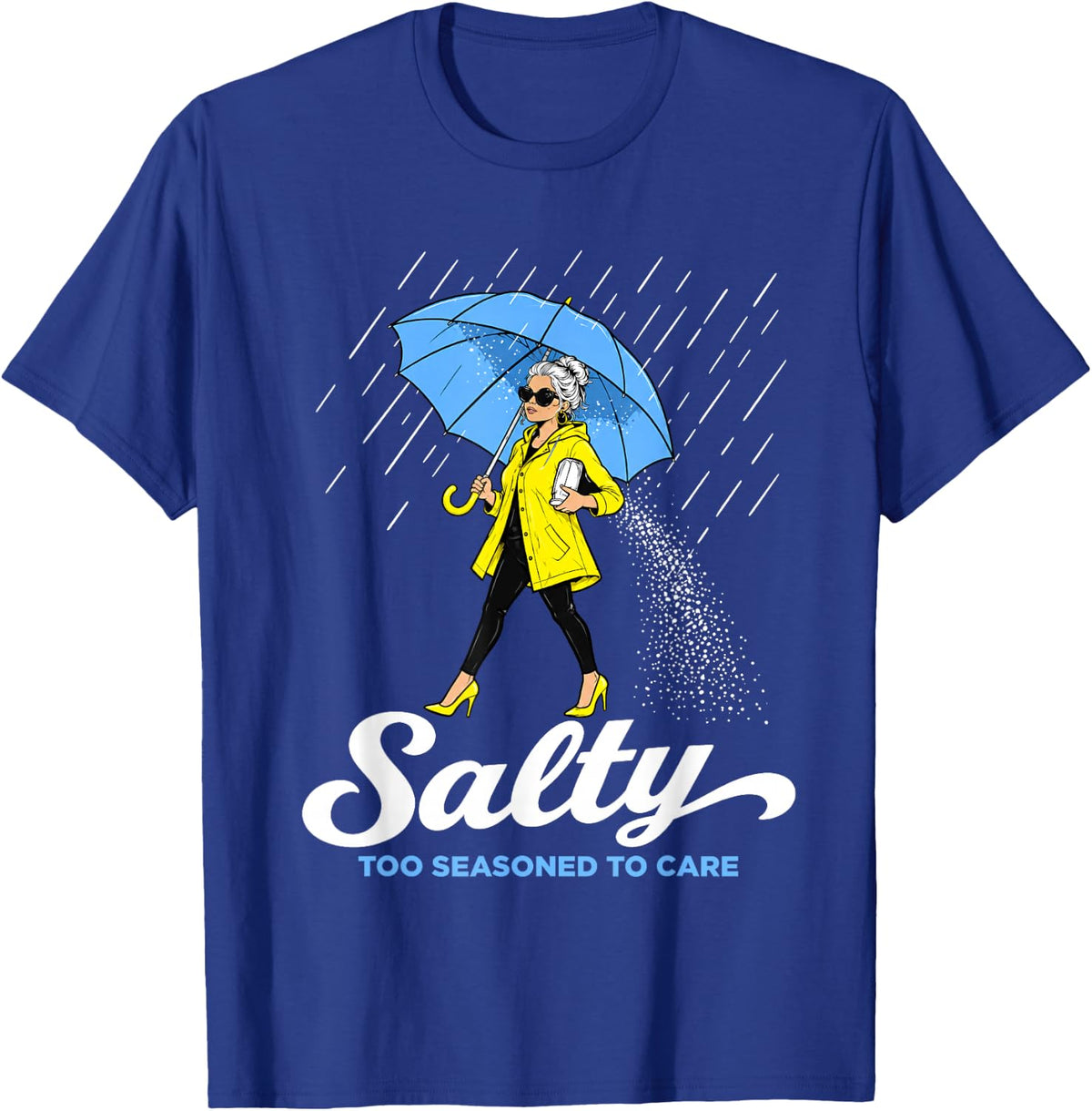 Salty Too Seasoned to Care Funny Older Woman Humor Vintage T-Shirt - T-Shirt | Royal