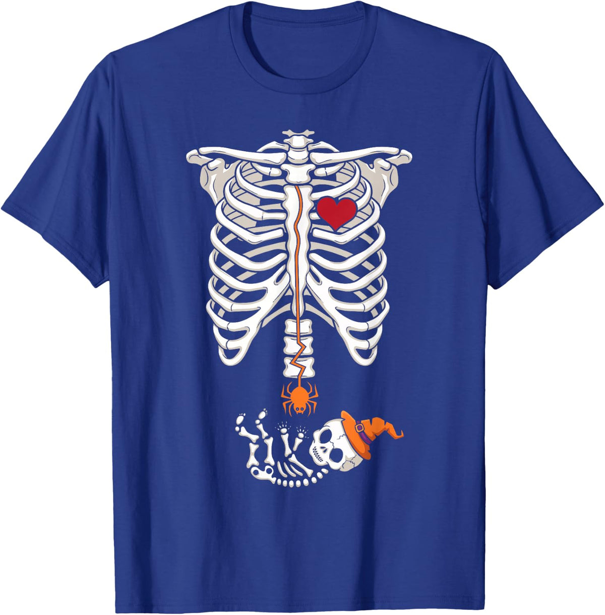 Skeleton Ribcage Baby Pregnancy Announcement Halloween T-Shirt - T-Shirt | Royal