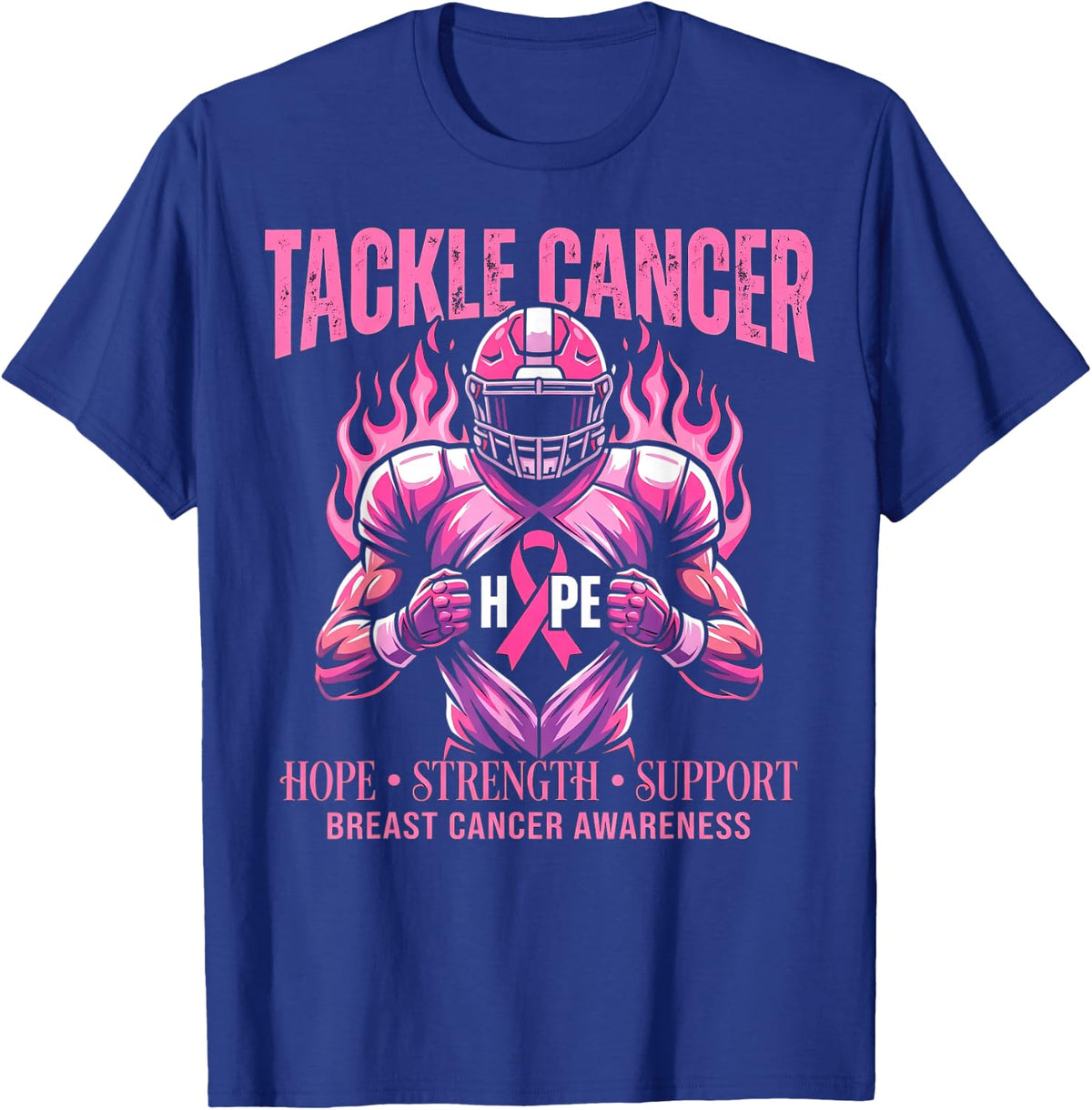 Pink Out Tackle Breast Cancer Awareness Football Pink Ribbon T-Shirt - T-Shirt | Royal