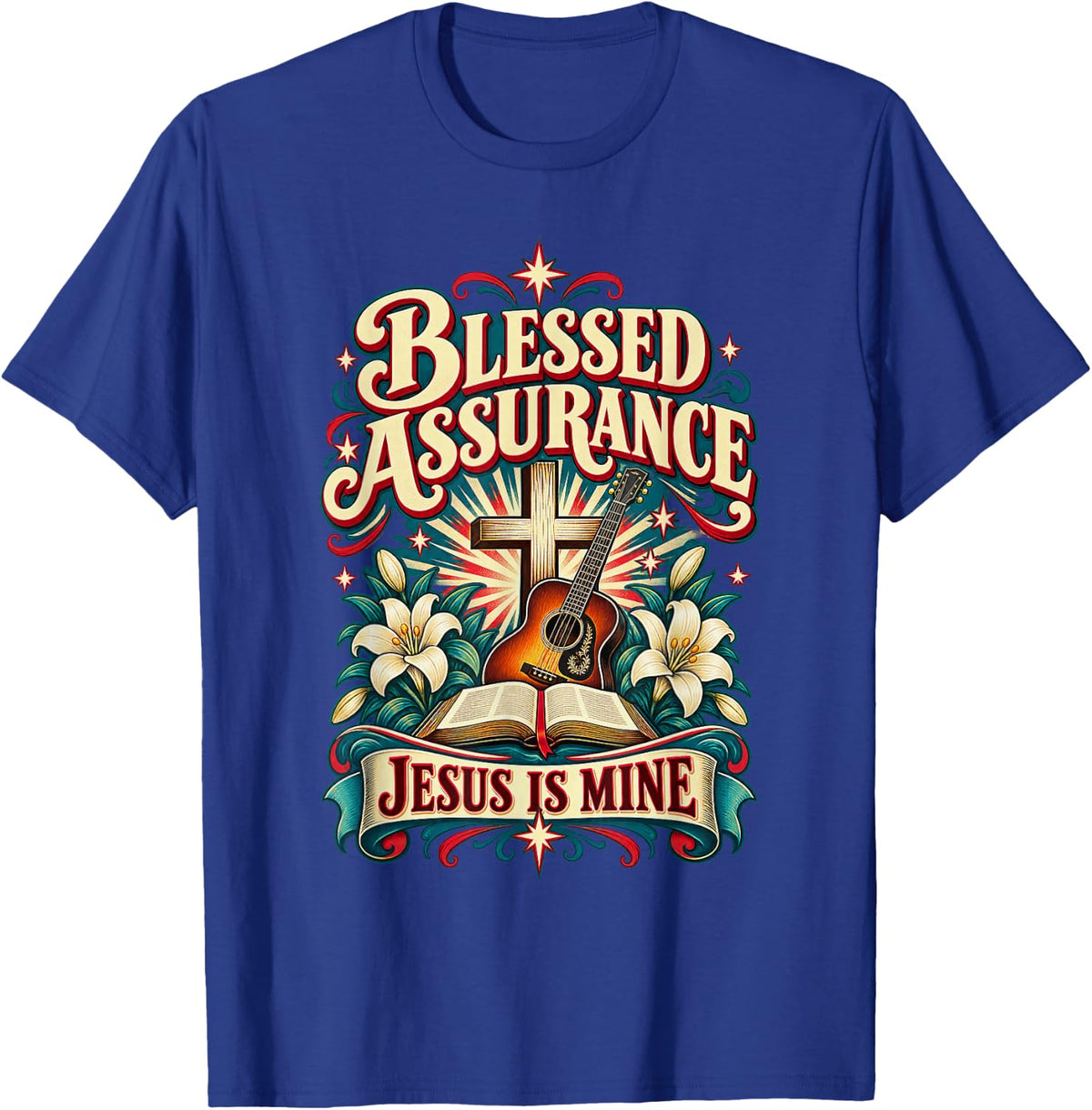 Blessed Assurance Jesus is Mine Vintage Christian Hymn T-Shirt - T-Shirt | Royal