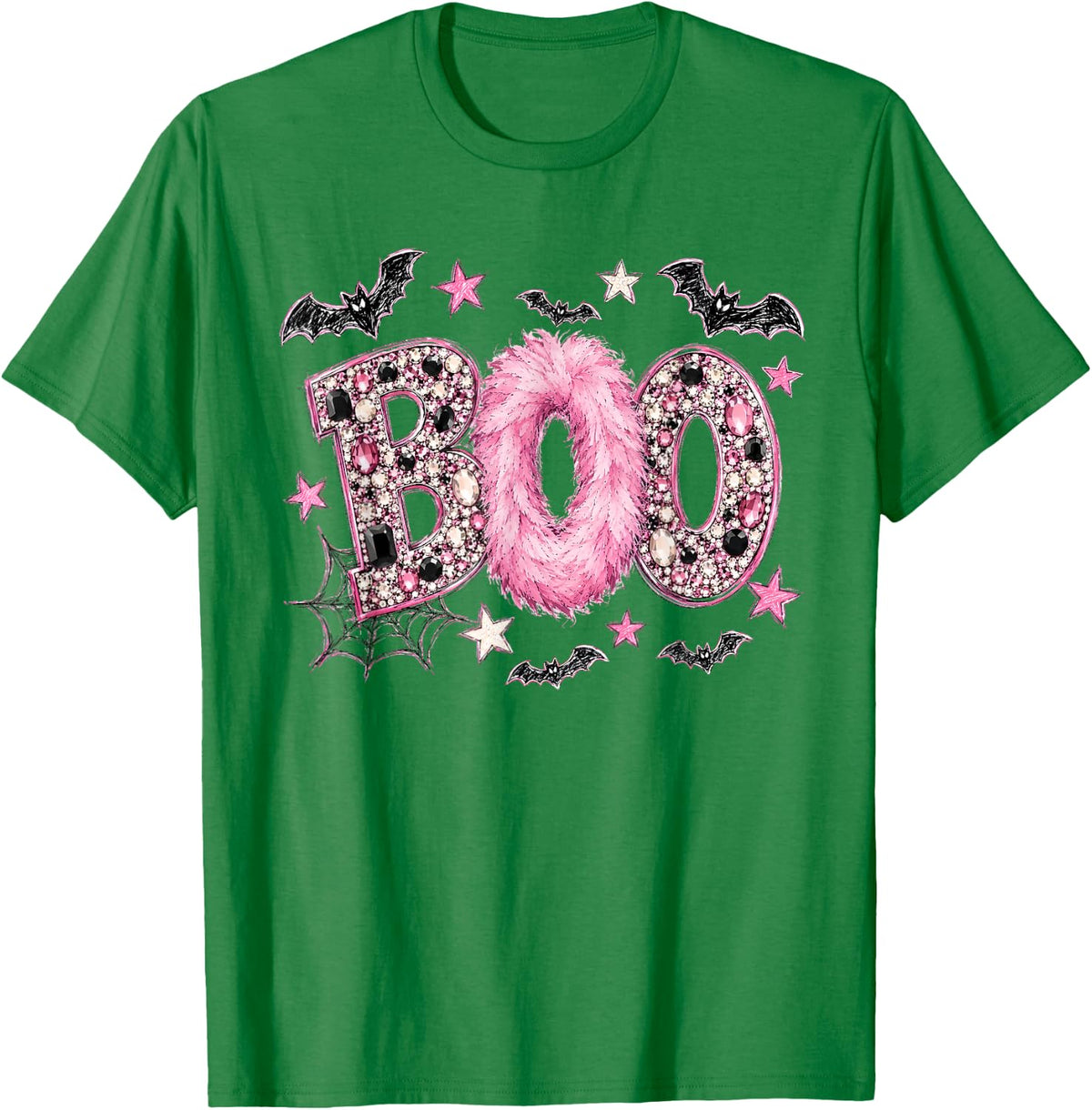 Rhinestone Boo Halloween Funny T-Shirt - T-Shirt | Irish Green