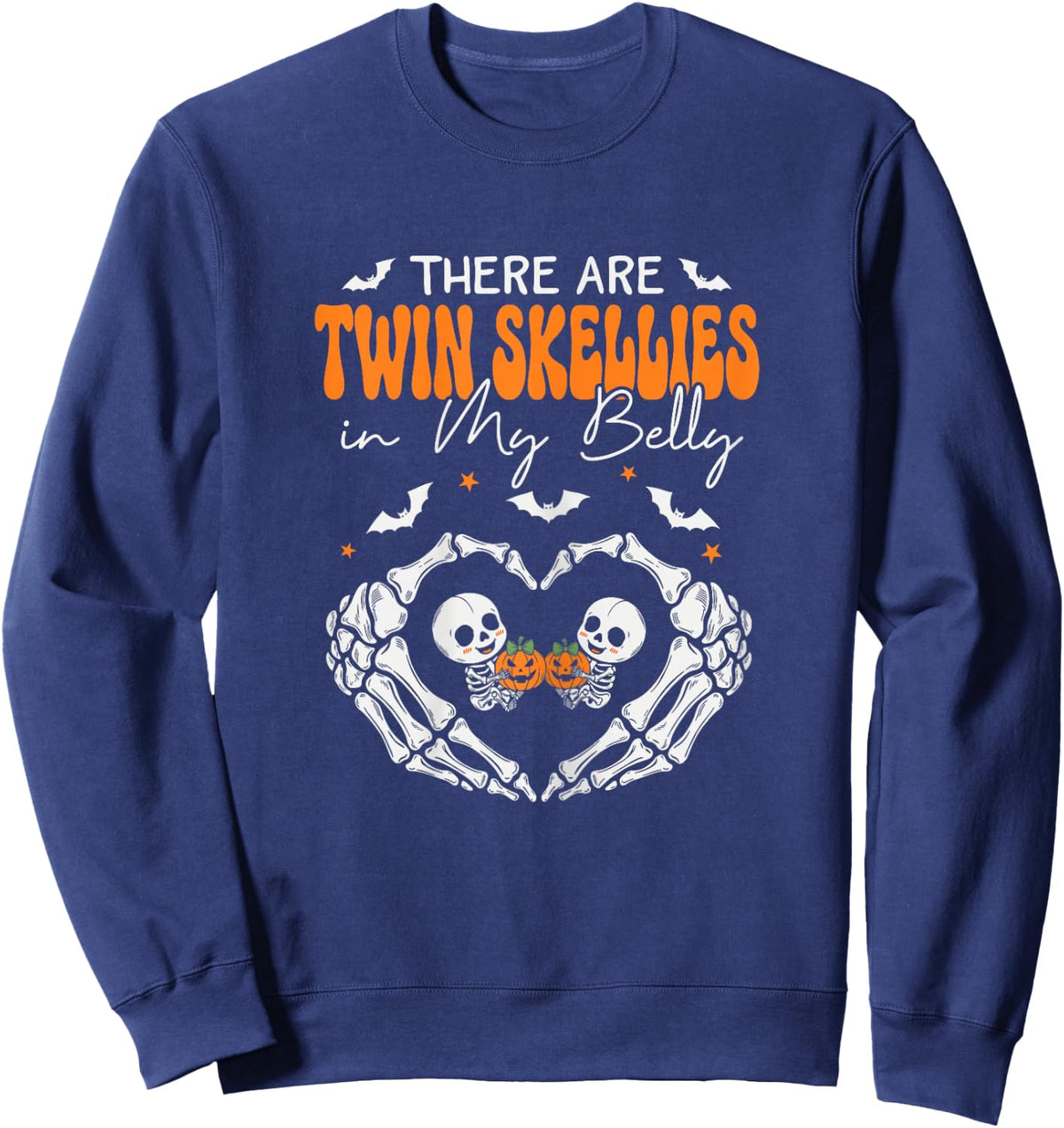 Twin Skellies in My Belly Skeleton Pregnancy Announcement Sweatshirt - Sweatshirt | Navy