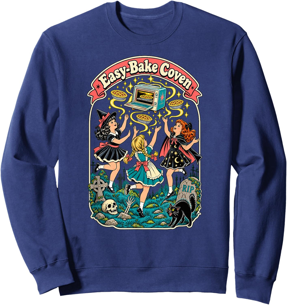 Easy-Bake Coven Retro Spooky Witch Girls Magic Baking Sweatshirt - Sweatshirt | Navy
