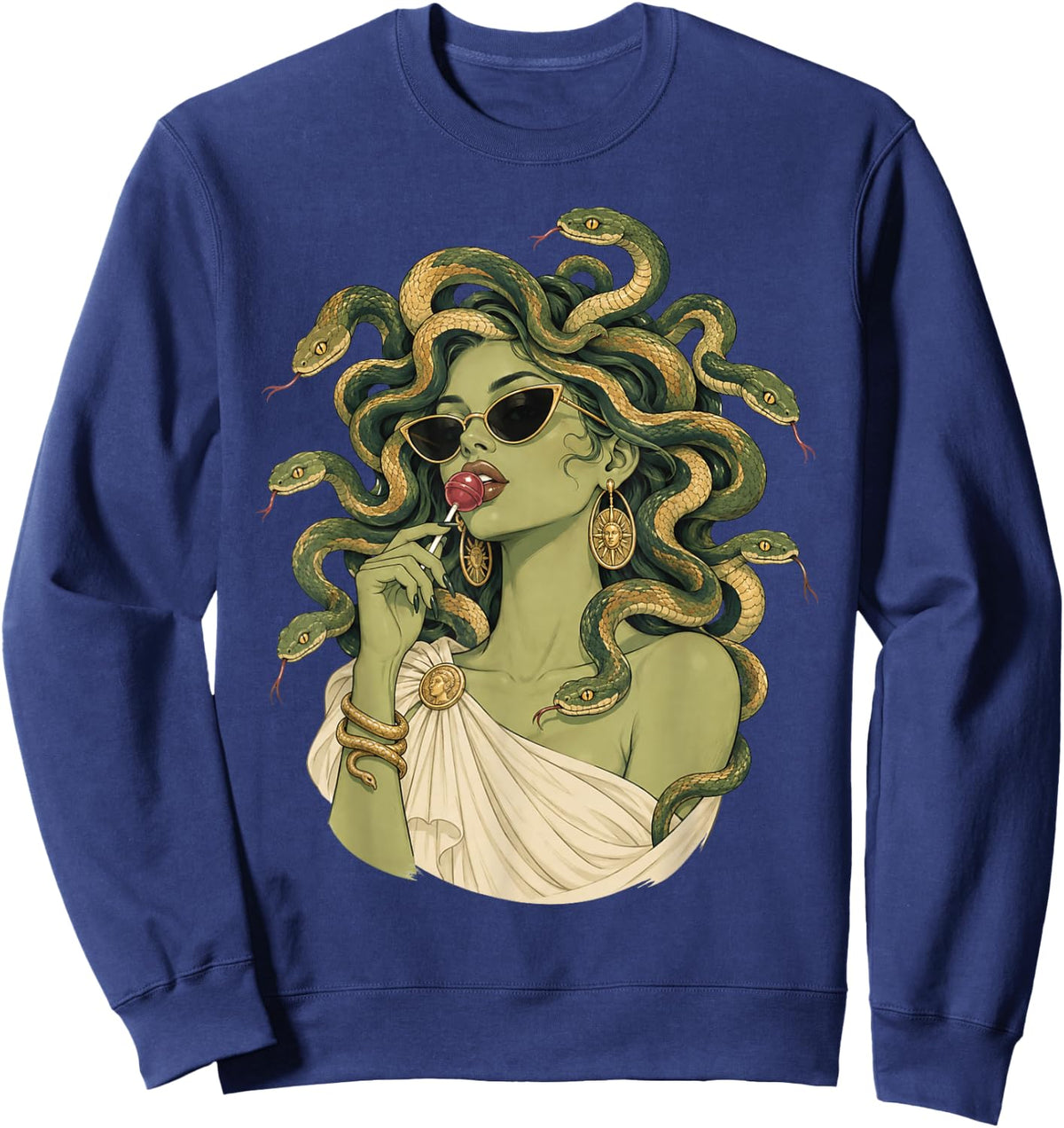 Vintage Medusa Lollipop Sunglasses Snake Greek Mythology Sweatshirt - Sweatshirt | Navy