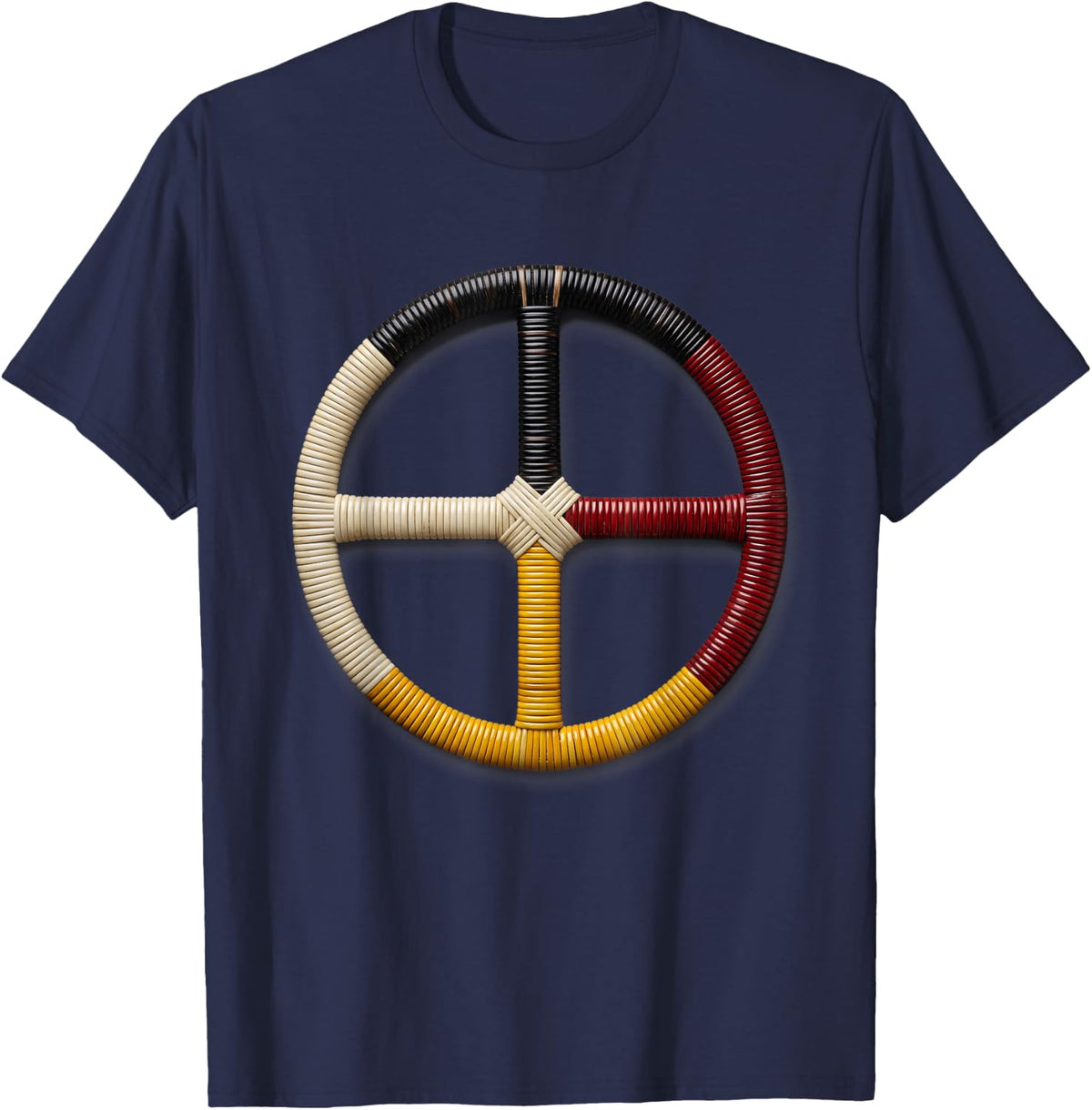 Native American Medicine Wheel Four Directions Sacred Hoop T-Shirt - T-Shirt | Navy
