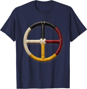 Native American Medicine Wheel Four Directions Sacred Hoop T-Shirt - T-Shirt | Navy