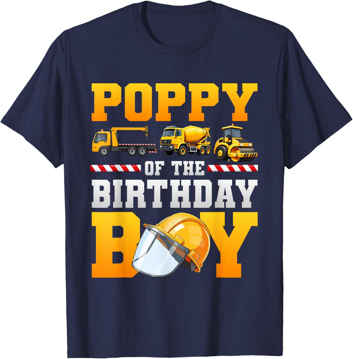 Poppy of The Birthday Boy Excavator Construction Family T-Shirt - T-Shirt | Navy