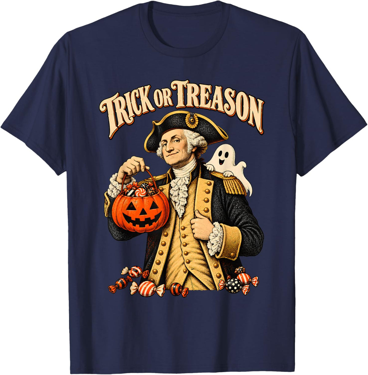 Trick Or Treason George Washington Patriotic Halloween T-Shirt - T-Shirt | Navy