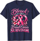 Blessed to Be Called A Breast Cancer Survivor Pink Butterfly T-Shirt - T-Shirt | Navy