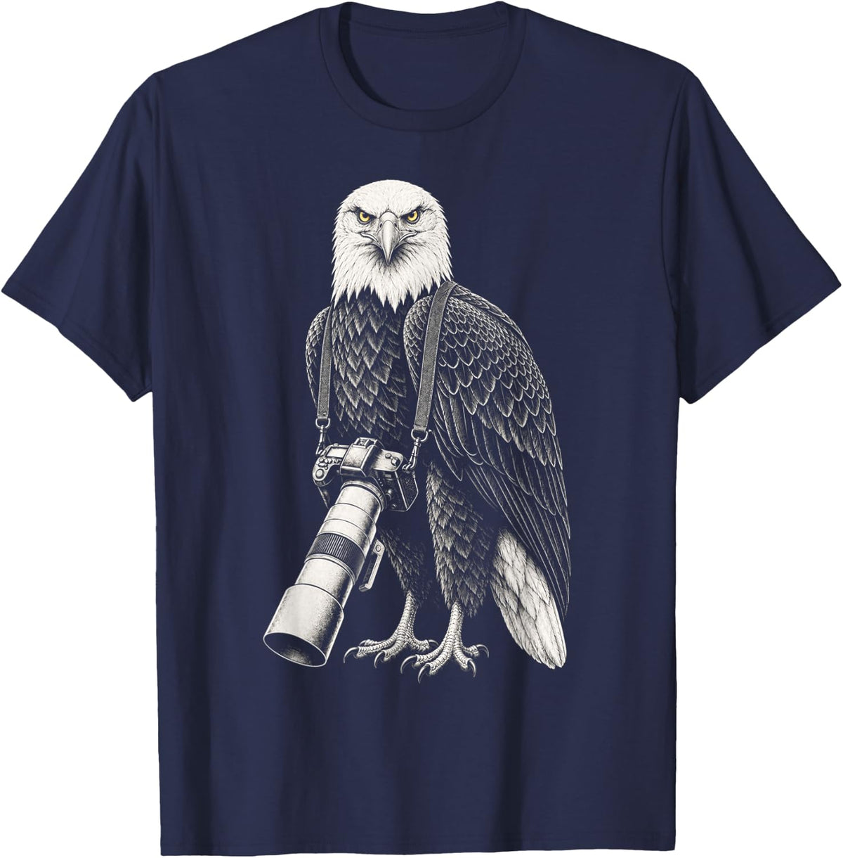 Funny Long Lens Eagle Wildlife Photographer Camera T-Shirt - T-Shirt | Navy