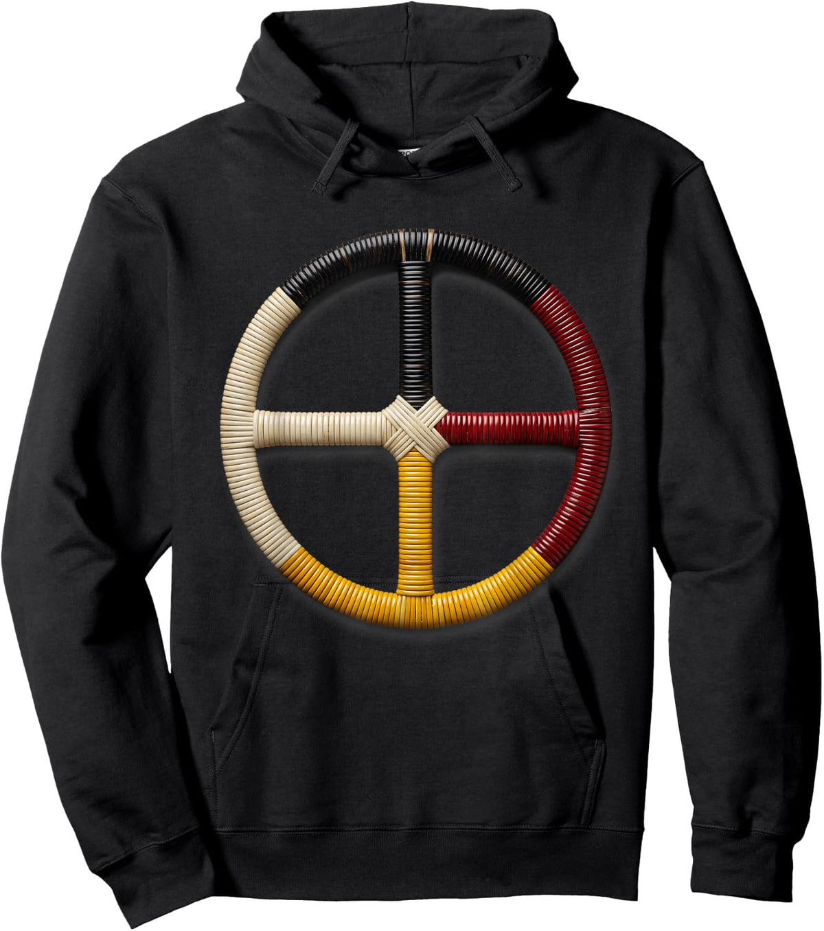 Native American Medicine Wheel Four Directions Sacred Hoop Hoodie - Hoodie | Black
