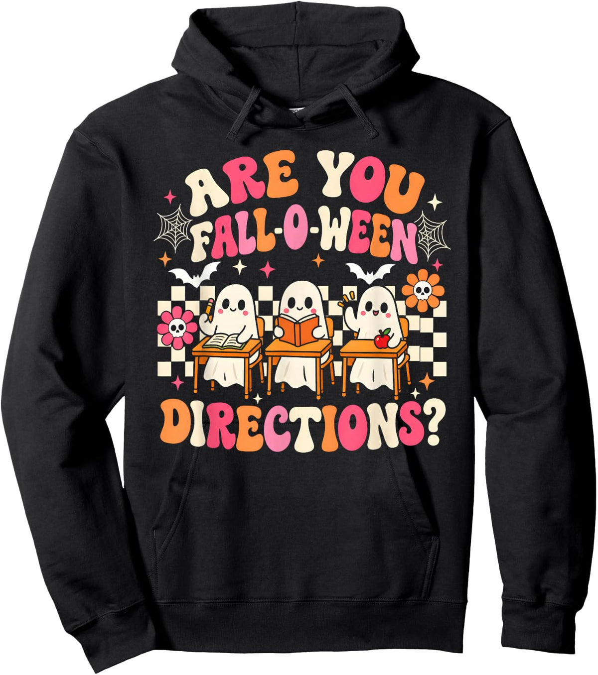 are You Fall O Ween Directions Teacher Ghost Halloween Hoodie - Hoodie | Black