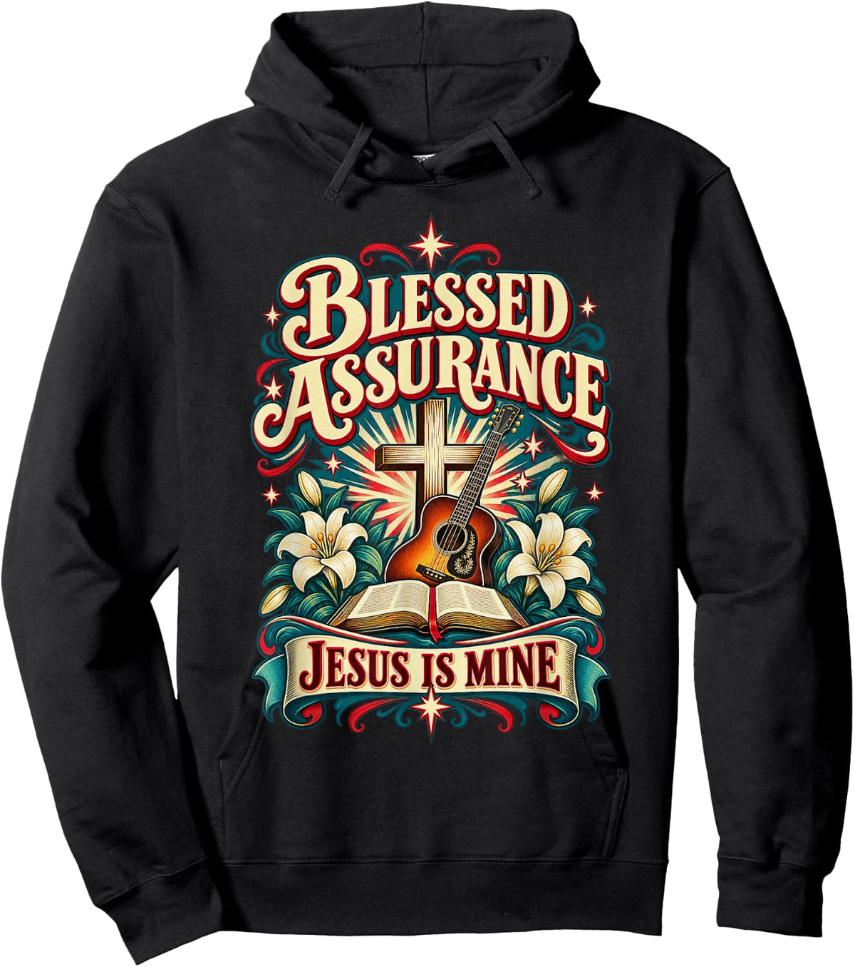Blessed Assurance Jesus is Mine Vintage Christian Hymn Hoodie - Hoodie | Black