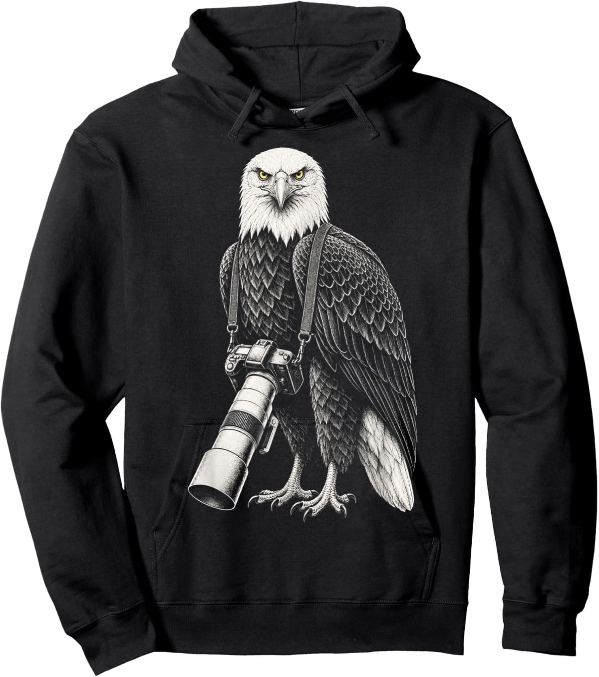 Funny Long Lens Eagle Wildlife Photographer Camera Hoodie - Hoodie | Black