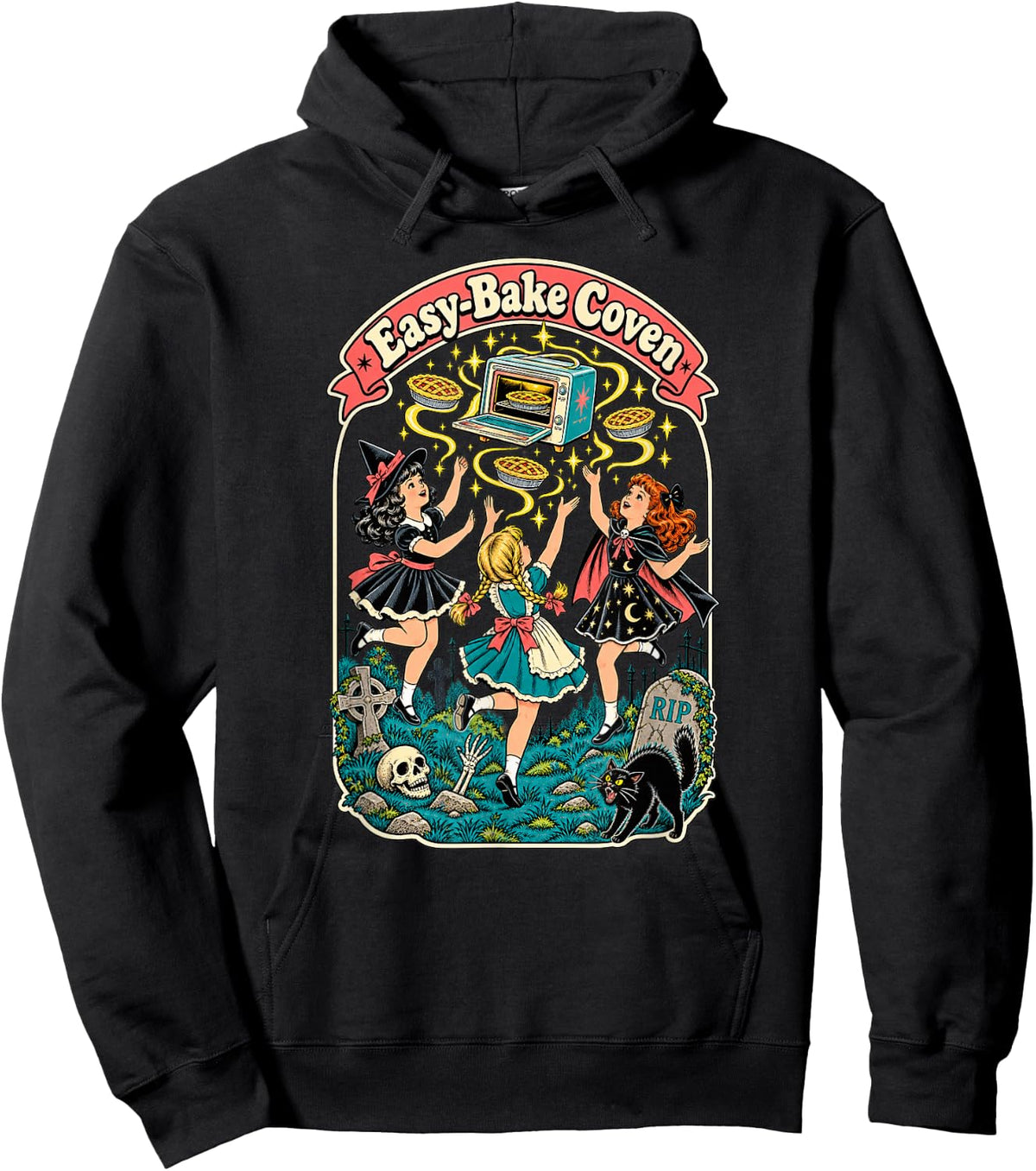 Easy-Bake Coven Retro Spooky Witch Girls Magic Baking Hoodie - Hoodie | Black