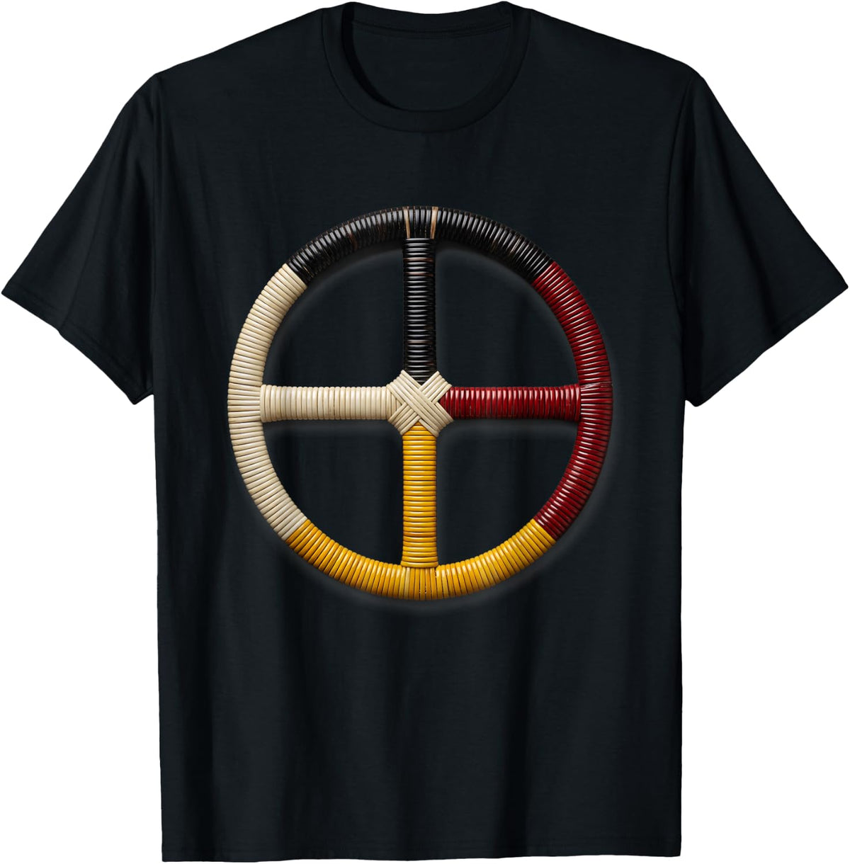 Native American Medicine Wheel Four Directions Sacred Hoop T-Shirt - T-Shirt | Black