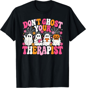 Don't Ghost Your Therapist Halloween Ghost Mental Health T-Shirt - T-Shirt | Black