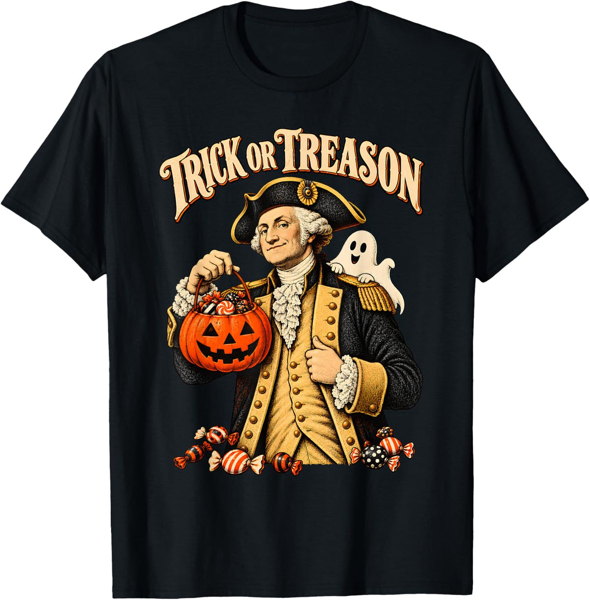 Trick Or Treason George Washington Patriotic Halloween T-Shirt - T-Shirt | Black