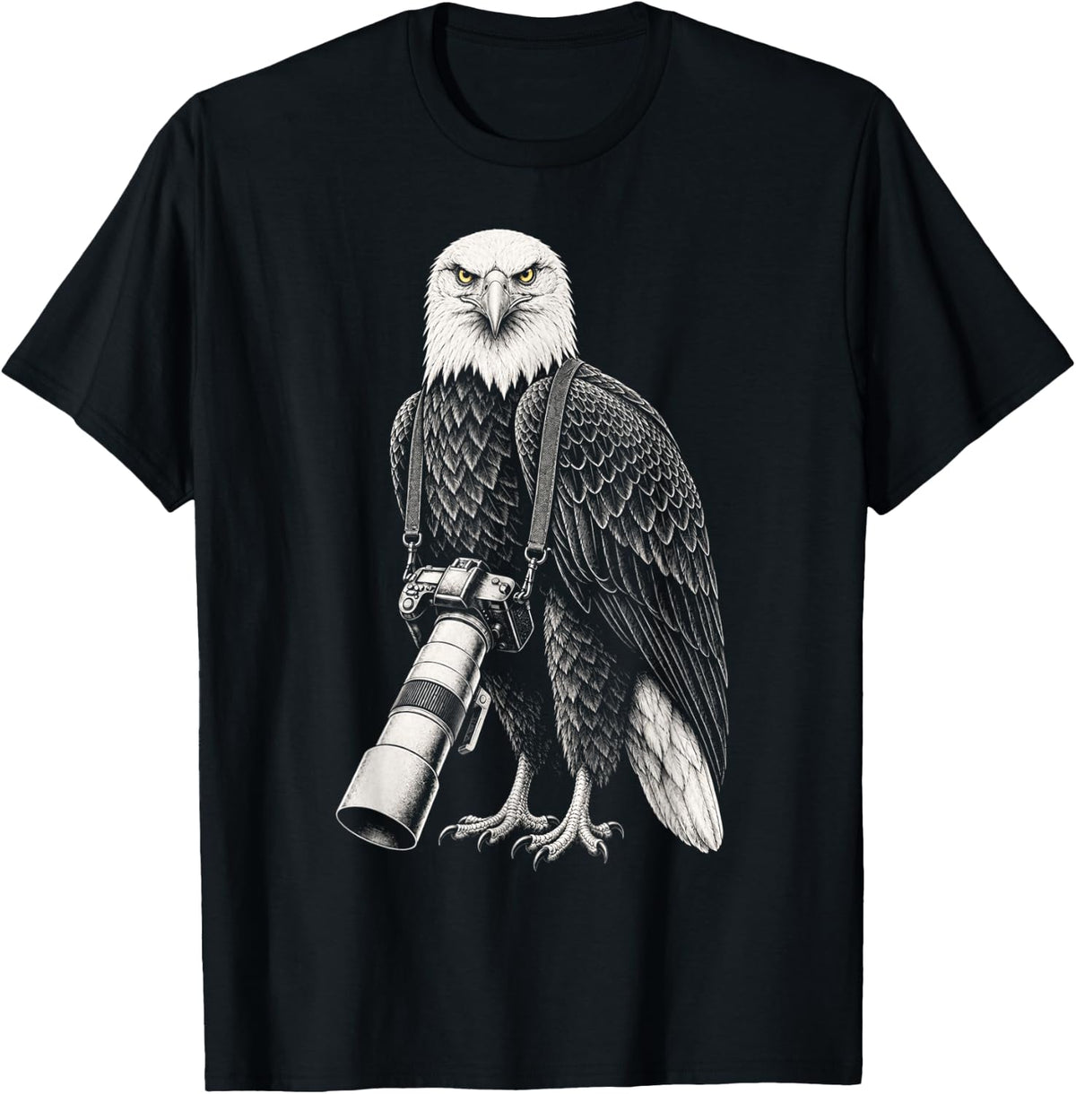 Funny Long Lens Eagle Wildlife Photographer Camera T-Shirt - T-Shirt | Black